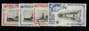 Falkland Islands QEII SG215-218, 1964 Battle Falkland Islands Set, Stamped-