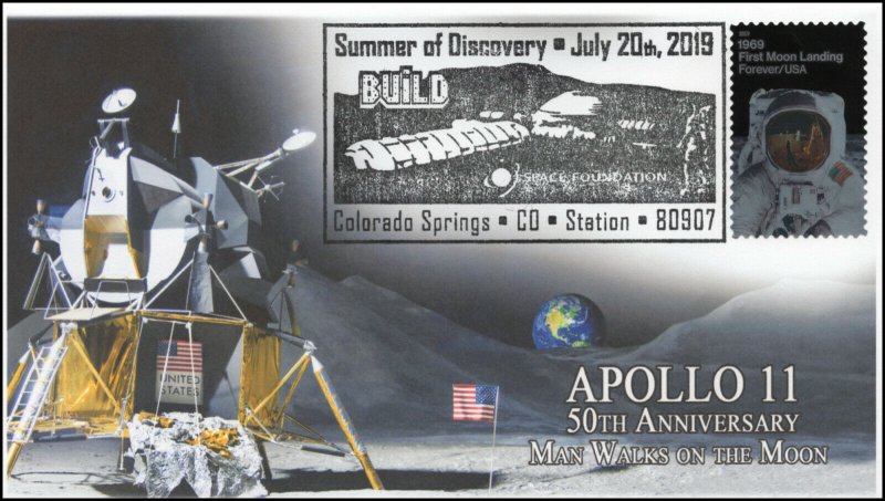 19-117, 2019, Apollo 11 Moon Landing, Pictorial Postmark, Space Foundation, Even