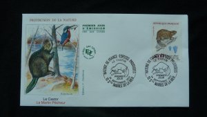 wild animal beaver FDC France 1991 (ref 45267)