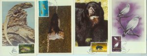 87603 - JERSEY -  set of 4 MAXIMUM CARDS 1972 - BIRDS Iguana BEARS leopard