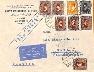 aa0157 - EEGYPT - POSTAL HISTORY - AIRMAIL COVER: Alexandria to AUSTRIA 1934-