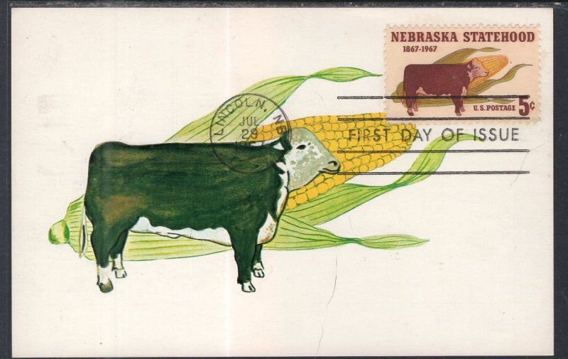 US 1328 Nebraska Statehood Statehood Colorano Maxi Card U/A FDC