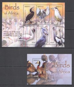 B1543 Burundi Fauna Birds Of Africa 1Kb+1Bl Mnh