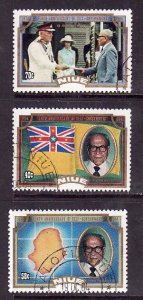 Niue-Sc#451-3- id9-used set-Flags-Self-Gov't anniversary-1984-