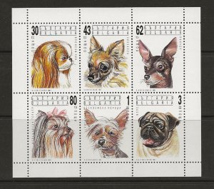 Thematic stamps Dogs Bulgaria 1991 sheet of 6 sg.3784-9  MNH 