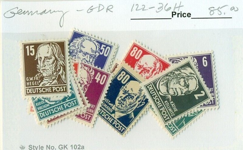 GERMANY DDR #122-36 , Mint Hinged, Scott $85.00