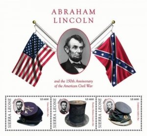 Sierra Leone 2011 - Abraham Lincoln Civil War - Sheet of 3 Stamps Scott 3091 MNH