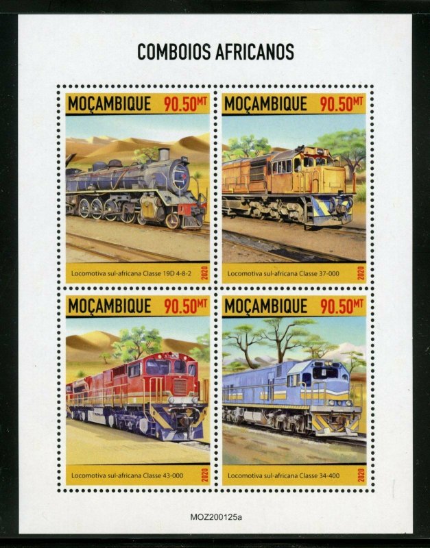 MOZAMBIQUE 2020  AFRICAN TRAINS SHEET MINT NH