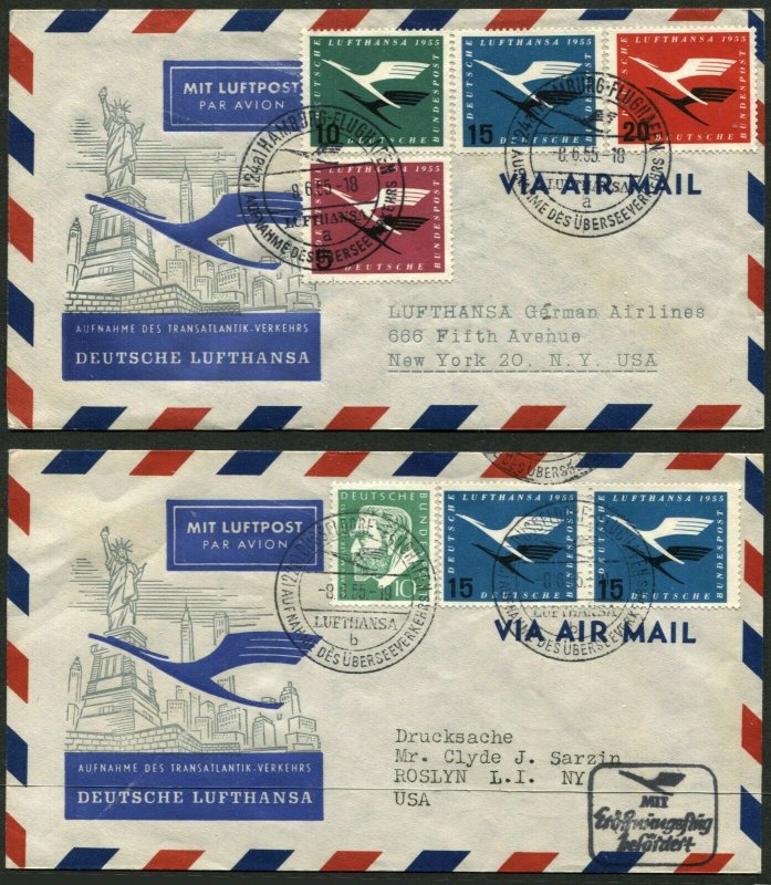 GERMANY Deutsche LUFTHANSA Transatlantic Airmail Stamps Postage Cover  Collection