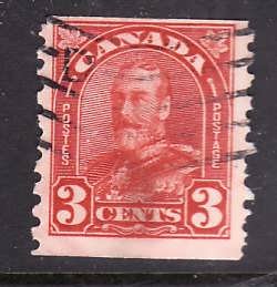 Canada-Sc#183-used 3c deep red KGV coil -id#247-1931-