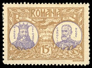 ROMANIA Sc 234 MH - 1913 15b - Mircea the Great & Carol I