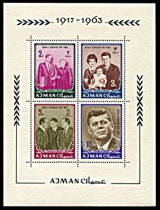 Ajman Michel Block 1A, MNH, John F. Kennedy In Memoriam souvenir sheet