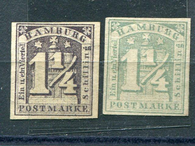 Hamburg #9a and 9d  unused  signed - Lakeshore Philatelics