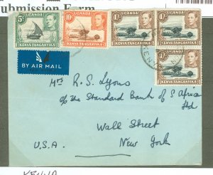 Kenya  1946 3/- + 15c airmail rate, faint crease