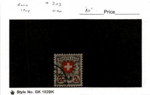 Switzerland, Postage Stamp, #203 Used, 1924 Shield Cross (AE)