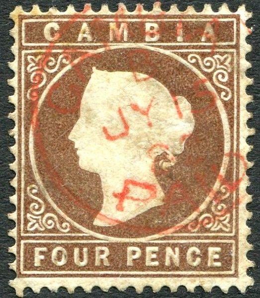 GAMBIA-1880-81 4d Pale-Brown Sg 16B FINE USED V26502