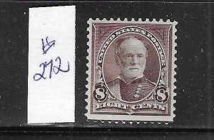 US #272 1895 SHERMAN 8 CENTS (VIOLET BROWN)- WMK 191 -MINT HINGED