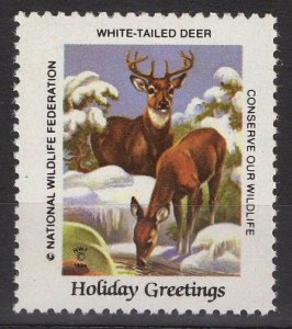 National Wildlife Federation Cinderellas Christmas 1984 White-tailed Deer MNH