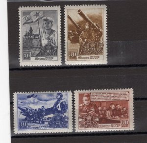 RUSSIA YR 1948,SC 1205-08,MI 1194-97,MNH,ARTILLERY,PILOT,SOLDIER