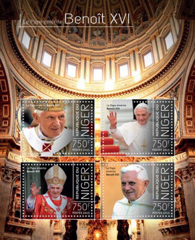 WD05-07-19-Niger-2013 Pope Benedict Emeritus  XVI  4 Stamp Sheet 14A-292