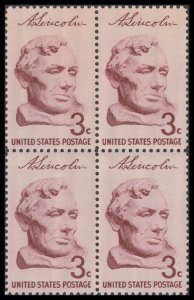 US 1114 Abraham Lincoln 3c block 4 MNH 1959