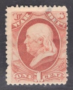 US Stamp #O114 1c Rose Red War Department MINT Hinged SCV $7.50