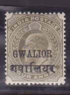 India-Gwalior State-Sc#41A-unused og hinged-4a KEVII-1908-11-