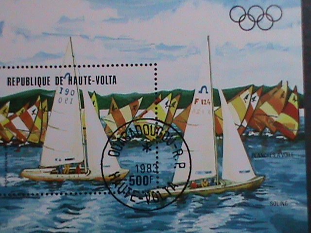 ​UPPER VOLTA-1983 OLYMPIC GAMES-YATCHES SAILING CTO S/S-WITH FIRST DAY CANCEL