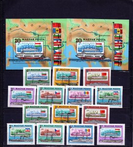 HUNGARY 1981 RIVER SHIPS 2 SETS OF 7 STAMPS & 2 S/S PERF. & IMPERF. MNH