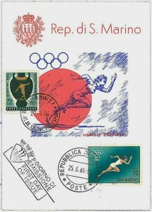 32799 - SAN MARINO - POSTAL HISTORY - 1964 MAXIMUM CARD Olympic Games: Running  -