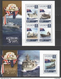 2014 Solomon Islands Australian Ships Transport #2847-51 1+1 ** Ls228