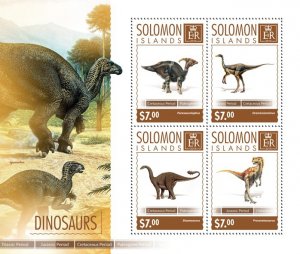 SOLOMON IS. - 2014 - Dinosaurs - Perf 4v Sheet - Mint Never Hinged