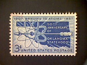 United States, Scott #1092, used(o), 1957, Oklahoma Statehood, 3¢, dark blue