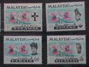 ​MALAYSIA-1965 -SULTAN FLOWERS MINT 12 STAMPS-#M28 VF WE SHIP TO WORLD  WIDE