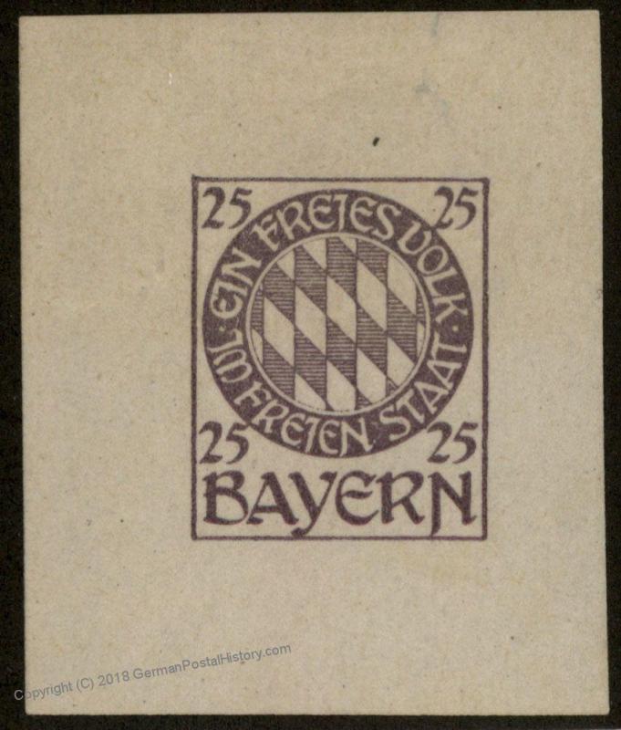Germany Bavaria Unissued Probedruck MNG Proof Stamp Essay Essai 54600