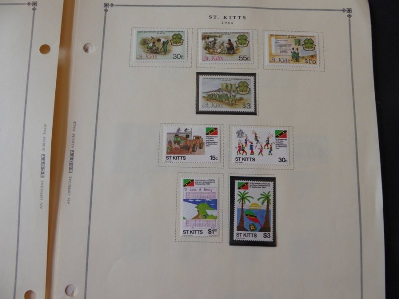 St Kitts 1983-1989 Mint/MNH Stamp Collection on Scott Intl Album Pages