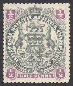 Rhodesia Sc# 50 MH 1897 ½p Coat of Arms