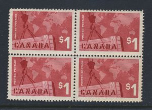 Canada $1.00 Stamps Block of 4x #411 MNH VF Exports Crane & Map