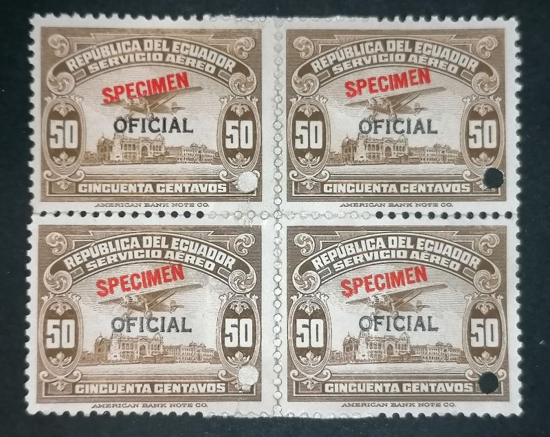 Ecuador specimen stamps block of 4