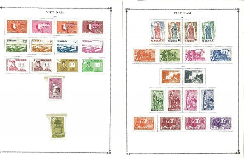 Viet Nam 1956-1975 M&U Hinged on 20 Scott International Pages.