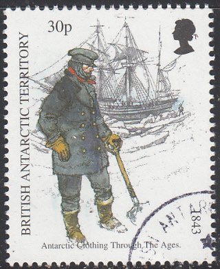 British Antarctic Territory 1998 used Sc #259 30p Man holding shovel, ship An...