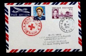 South Vietnam #15,19 FDC 1952 Saigon & Red Cross Bao Dai & Nam Phuong.