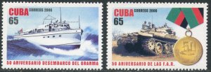 CUBA Sc#4657-4658 2006 50th Anniversary Ship & Tank Complete Set OG Mint NH