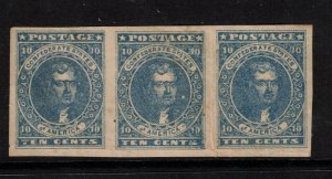 Confederate States Of America #2b Extra Fine Mint Strip Of Three - Light Creases
