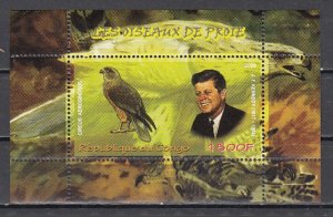 Congo Rep., 2009 issue. President john Kennedy and Bird s/sheet. ^