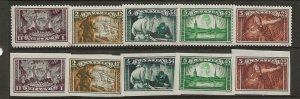 LATVIA Sc B82-86 LH PERF&IMPERF SETS of 1932 - MILITIA FUND 