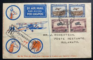 1932 Keetmanshoop South West Africa First Flight Cover To Bulawayo S Rhodesia