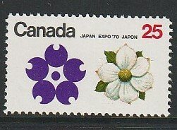 1970 Canada - Sc 509 - MNH VF - 1 single - Expo 70 Emblems & BC Dogwood