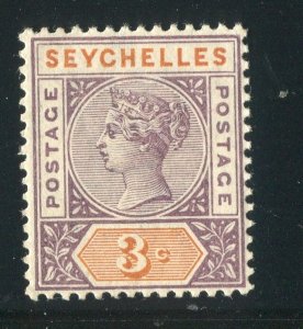 SEYCHELLES; 1893 classic QV issue fine Mint hinged 3c. value
