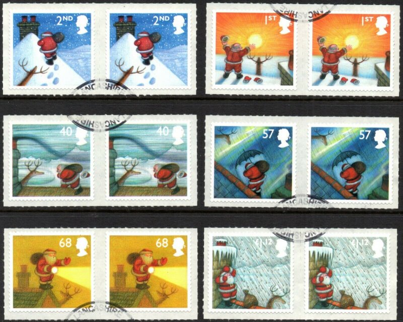 2004 Sg 2495/2500 Christmas Set of 6 Pairs Fine Used on Pieces